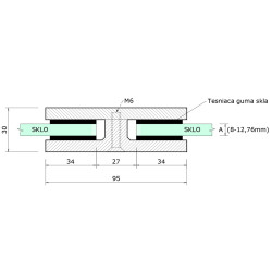 Svorka priama, sklo 8 - 12,76 mm, brúsená AISI 304 Svorka priama, sklo 8 - 12,76 mm, brúsená AISI 304